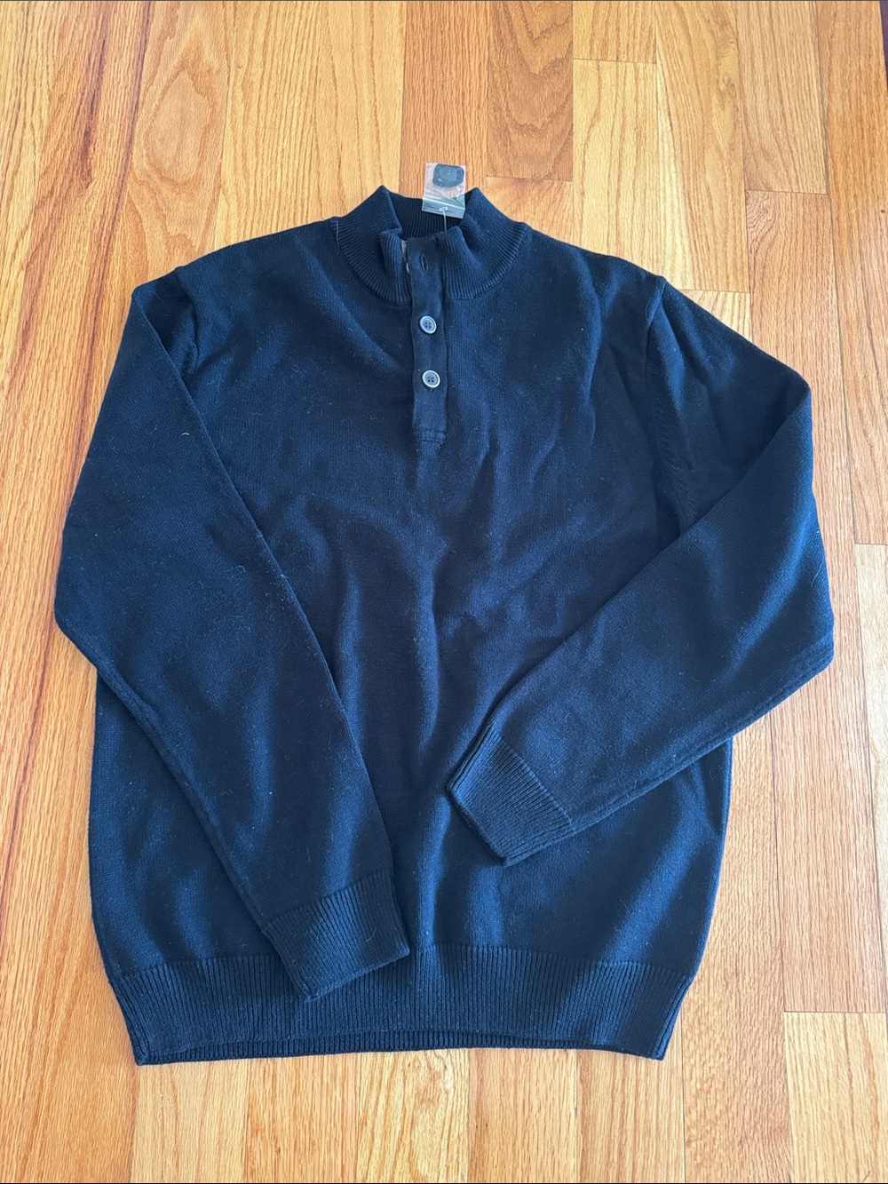 Men's Black Half-Button Knit Sweater